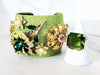 Light Green Flower Cuff and Sterling Silver Ring