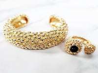 Gold Popcorn Cuff and Ring