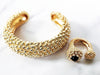 Gold Popcorn Cuff and Ring