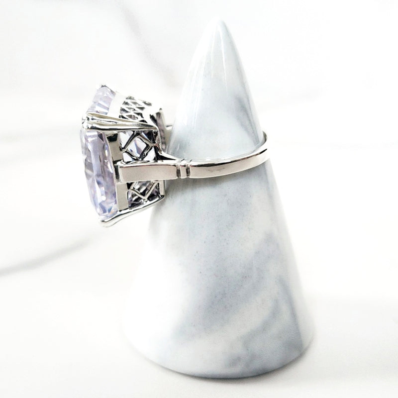 Sterling Silver Square Cut White Aquamarine Ring