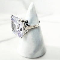 Sterling Silver Square Cut White Aquamarine Ring