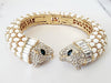 White Double Head Panther Cuff Bracelet