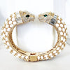 White Double Head Panther Cuff Bracelet