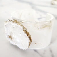 White Geode Slice Cuff Bracelet