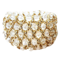 Gold and Transparent Beaded Stretch Bracelet