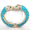 Teal Blue Double Head Panther Cuff Bracelet