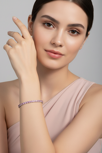 Sterling Silver Pink Diamond Tennis Bracelet