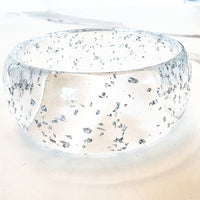 Transparent Silver Confetti Cuff Bracelet