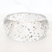 Transparent Silver Confetti Cuff Bracelet