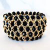 Black and Gold Beaded Stretch Bracelet