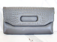 Gray Leather Clutch