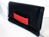 Black and Red Leather Hand Strap Clutch