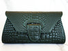 Green Leather Snakeskin Clutch