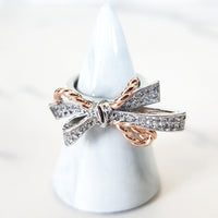 Sterling Silver and Rose Gold Bow Ring