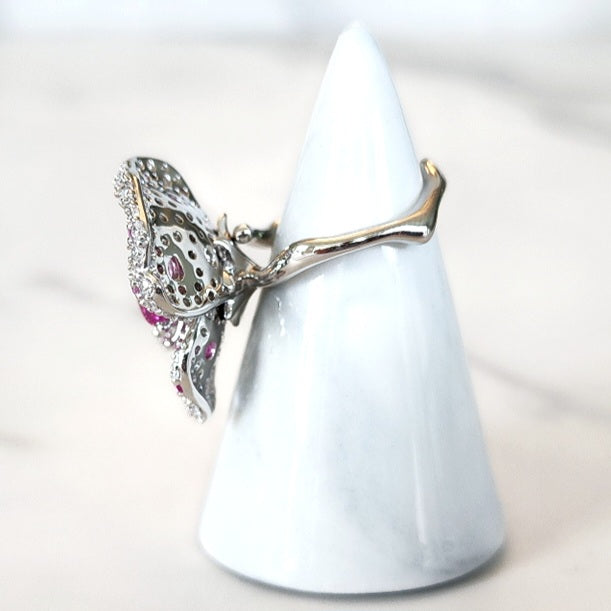 Sterling Silver Pink Flower Ring