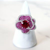 Sterling Silver Small Pink Flower Ring