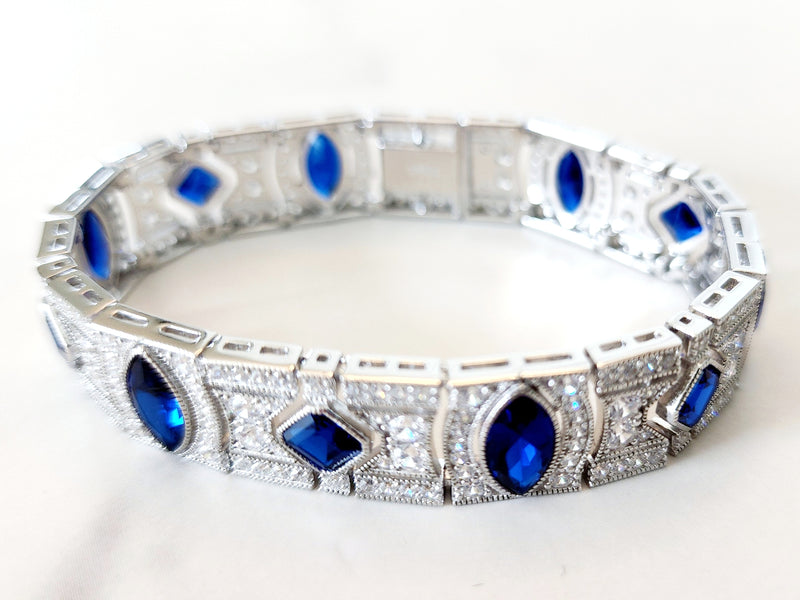 Sterling Silver Marquise Cut Sapphire Bracelet