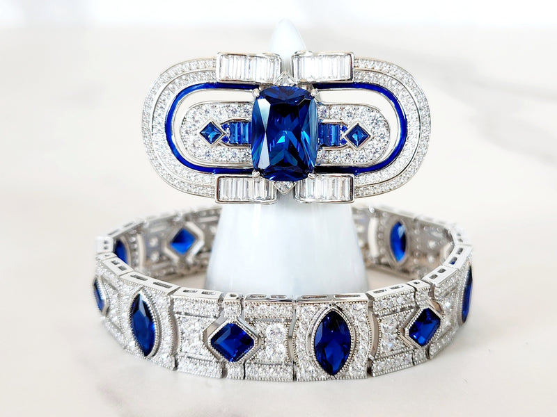 Sterling Silver Blue Sapphire Ring and Bracelet