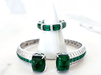 Sterling Silver Emerald Ring and Cuff Bracelet