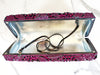 Fuchsia Pink Crystal Clutch Purse and Sterling Silver Pave Orchid Ring