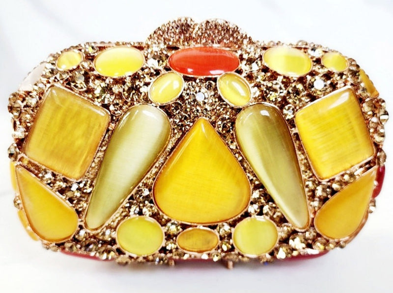 Citrine Stone Clutch with Orange Center Stone