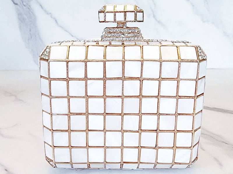 White Square Stone Clutch