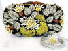 Yellow, Black and White Flower Crystal Clutch, Sterling Silver Yellow Flower Ring and 3 Wrap Bracelets