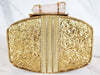 Gold and White Mother of Pearl Stone Embellished Clutch