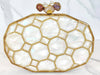 Gold and White Mother of Pearl Honeycomb Clutch