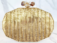 Gold and White Mother of Pearl Honeycomb Clutch