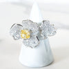 Sterling Silver Citrine Double Flower Ring