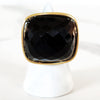 Black and Gold Crystal Clutch and Black Glass Ring