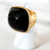 Black and Gold Crystal Clutch and Black Glass Ring