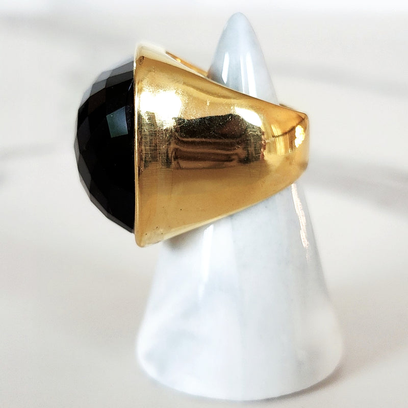 Black and Gold Glass Ring