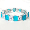 Sterling Silver Paraiba Tourmaline Diamond Tennis Bracelet