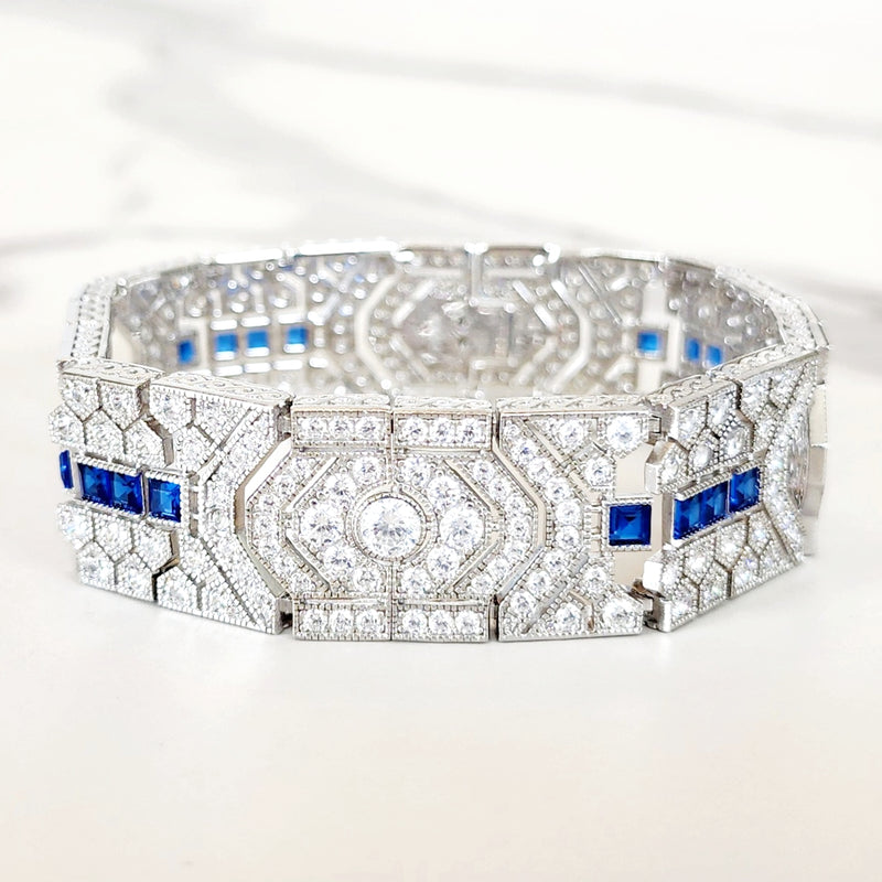 Sterling Silver Sapphire Art Deco Bracelet