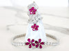 Sterling Silver Ruby Mini Flower Ring and Bracelet