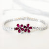 Sterling Silver Ruby Mini Flower Tennis Bracelet