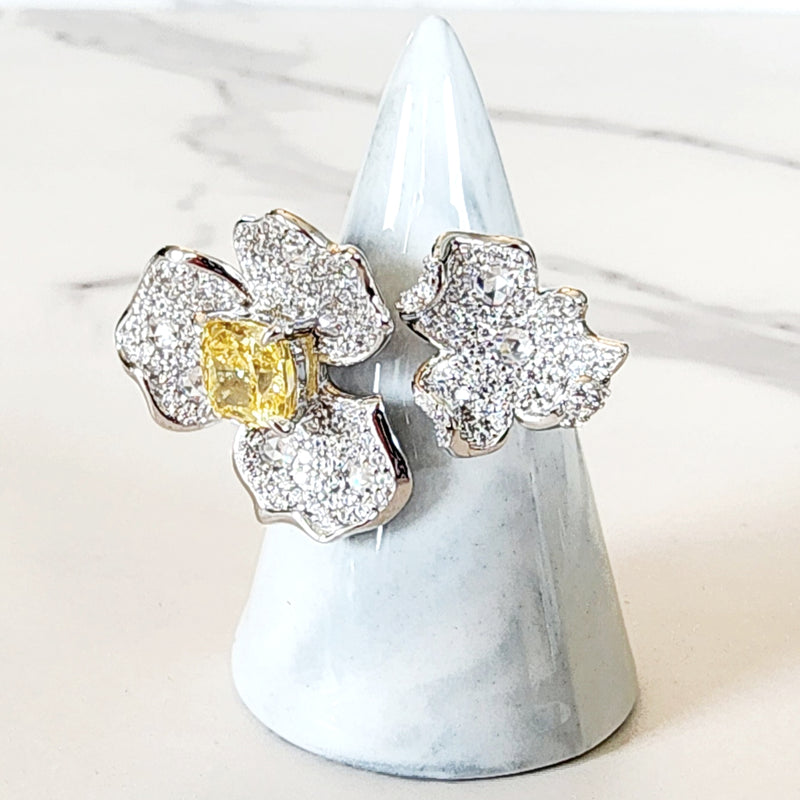 Sterling Silver Citrine Double Flower Ring