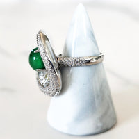 Sterling Silver Green Jade Lily Pad Ring