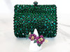 Green Crystal Mini Clutch Purse and Sterling Silver Double Flower Ring