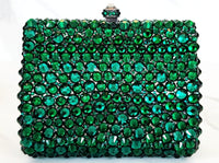 Green Crystal Mini Clutch Purse and Sterling Silver Double Flower Ring