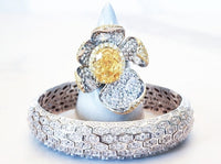 Sterling Silver Yellow Flower Ring and  Diamond Cuff Bracelet