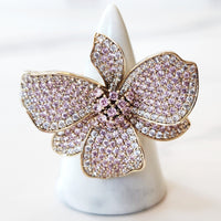 Pink Crystal Flower Ring