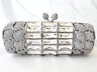 Silver Oblong Crystal Clutch