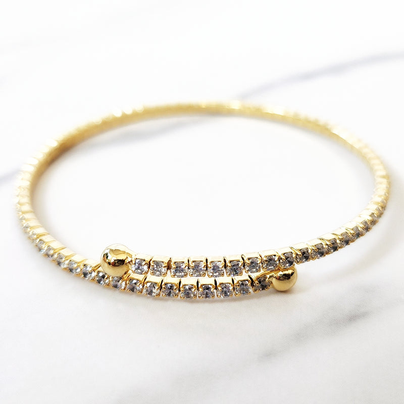 Sterling Silver Gold Plated Diamond Wrap Bangle