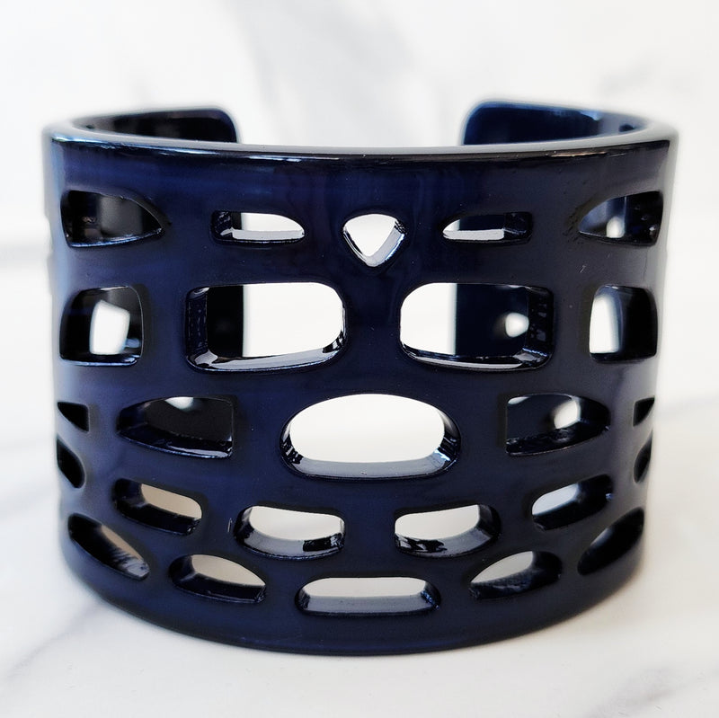 Navy Geometric Resin Cuff