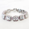 Sterling Silver Radiant Cut Pink and White Sapphire Bracelet