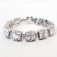 Sterling Silver Radiant Cut Pink and White Sapphire Bracelet