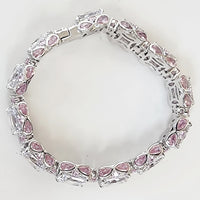 Sterling Silver Radiant Cut Pink and White Sapphire Bracelet